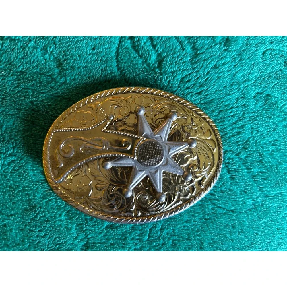 VTG Spinning Spur Western Belt Buckle Cowboy Rodeo Novelty